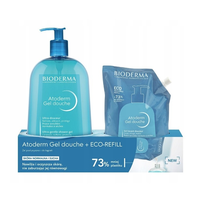 Bioderma Atoderm Gel douche nawilżający żel pod prysznic i do kąpieli, 1000 ml + 1000 ml