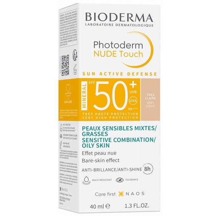 BIODERMA Photoderm NUDE Touch Mineral podkład SPF50+ (bardzo jasny) 40 ml