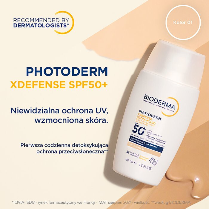 Bioderma Photoderm XDefense Ultra-Fluid ultralekki fluid SPF 50+ odcień 01, 40 ml