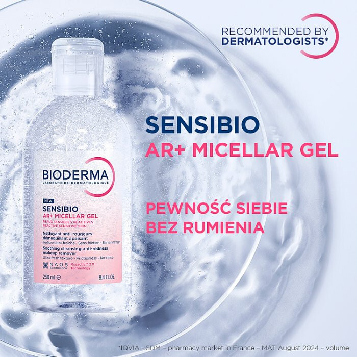 Bioderma Sensibio AR+ żel micelarny do skóry wrażliwej i naczynkowej, 250 ml