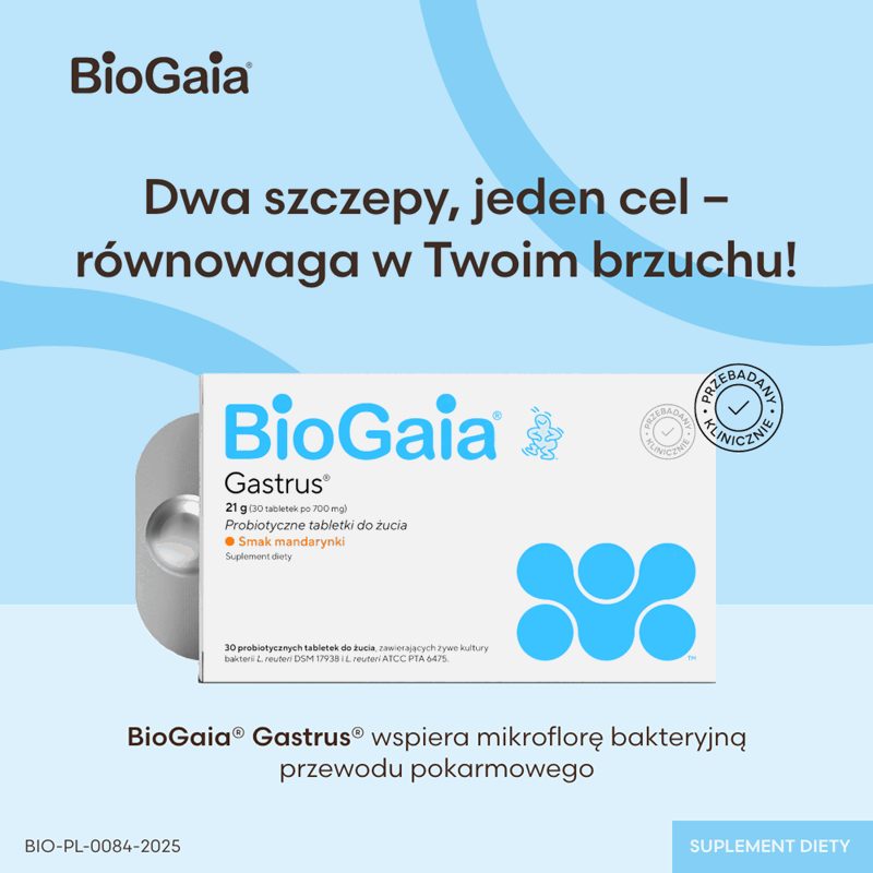 BioGaia Gastrus tabletki do żucia probiotyczne o smaku mandarynki. 30 szt.
