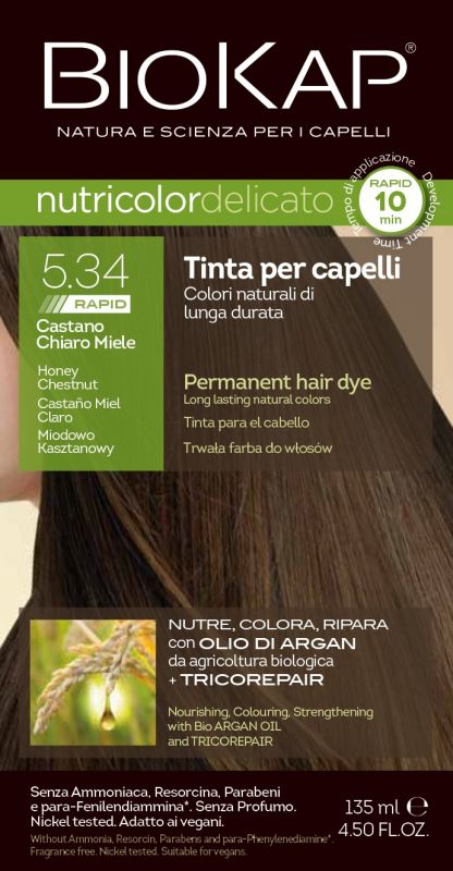Biokap Nutricolor Delicato Rapid 5.34, miodowo-kasztanowy, 135 ml
