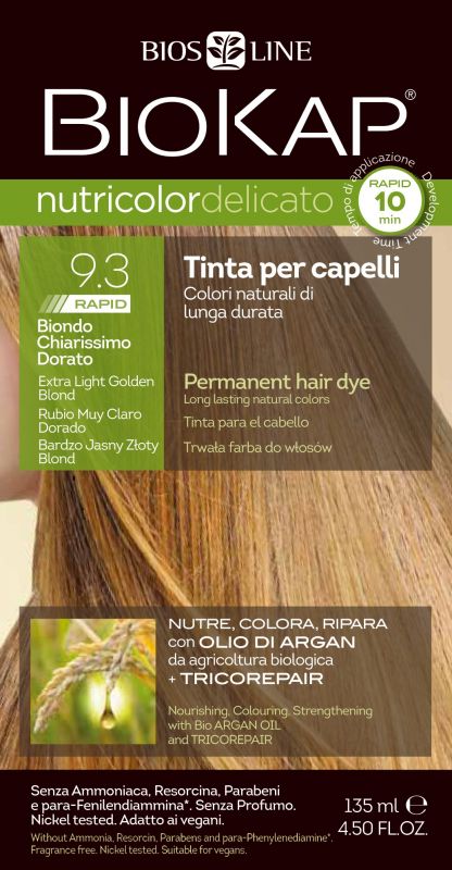 Biokap Nutricolor Delicato Rapid 9.3 bardzo jasny złoty blond, 135 ml