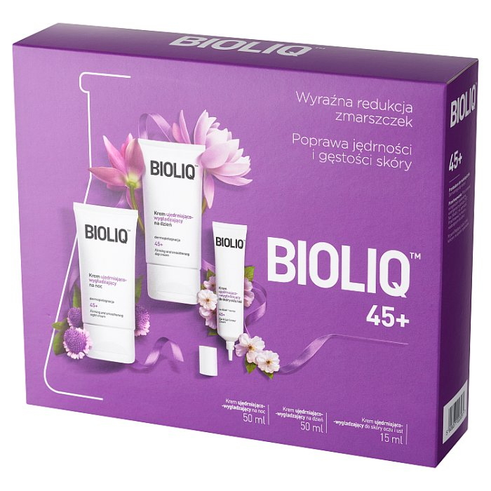 Bioliq 45+ zestaw: skoncentrowane serum z fotostabilną witaminą C i niacynamidem + mleczko micelarne