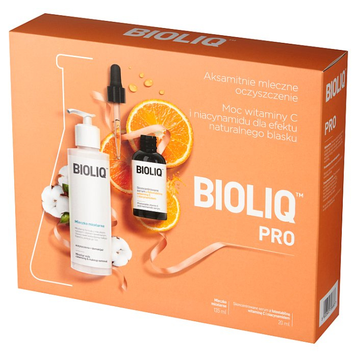BIOLIQ Zestaw (Skoncentrowane serum z fotostabilną witaminą C i niacynamidem + Mleczko micelarne)