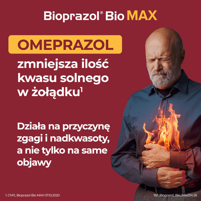 Bioprazol Bio Max 20 mg kapsułki dojelitowe twarde, 14 szt.