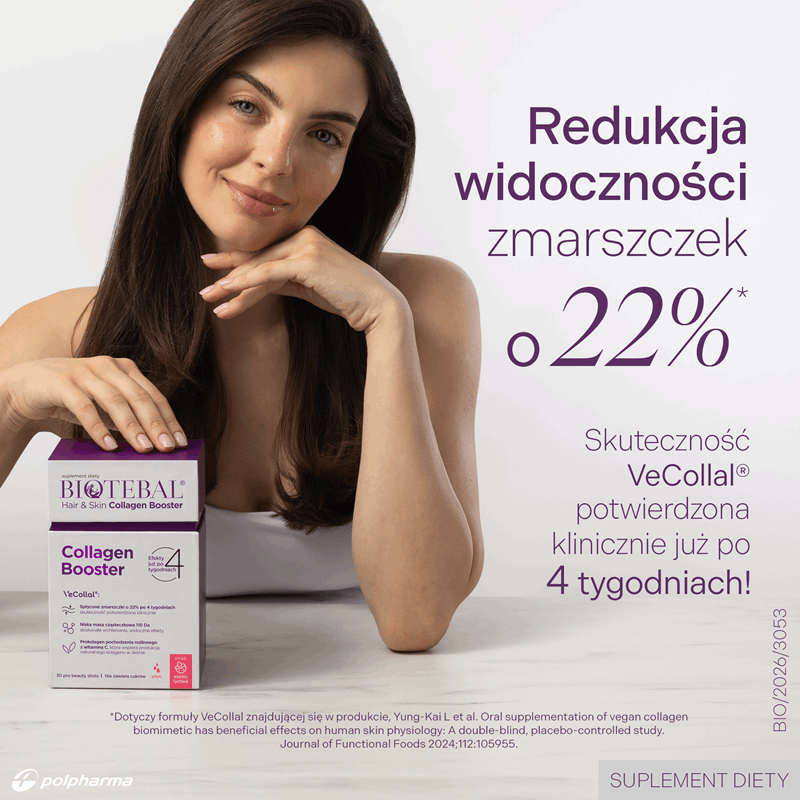 Biotebal Hair & Skin Collagen Booster saszetki z płynem o smaku liczi, 30 szt.