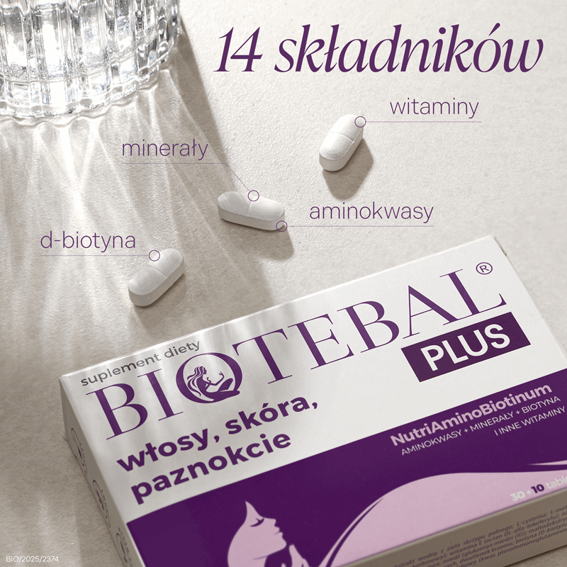 Biotebal Plus na włosy skórę i paznokcie tabletki z biotyną, 30 + 10 szt.