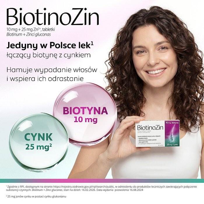 BiotinoZin tabletki na włosy, skórę i paznokcie, 30 szt.