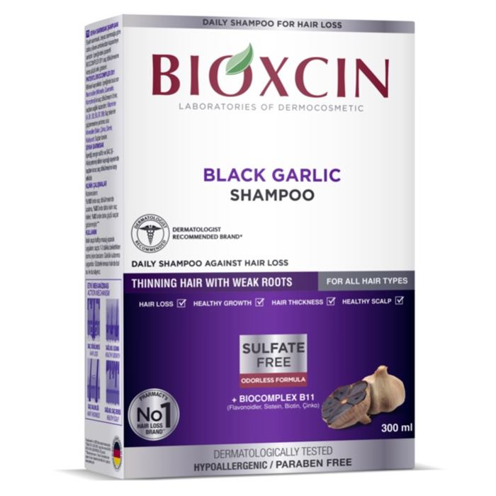 Bioxcin szampon z czarnego czosnku przeciw wypadaniu włosów, 300 ml