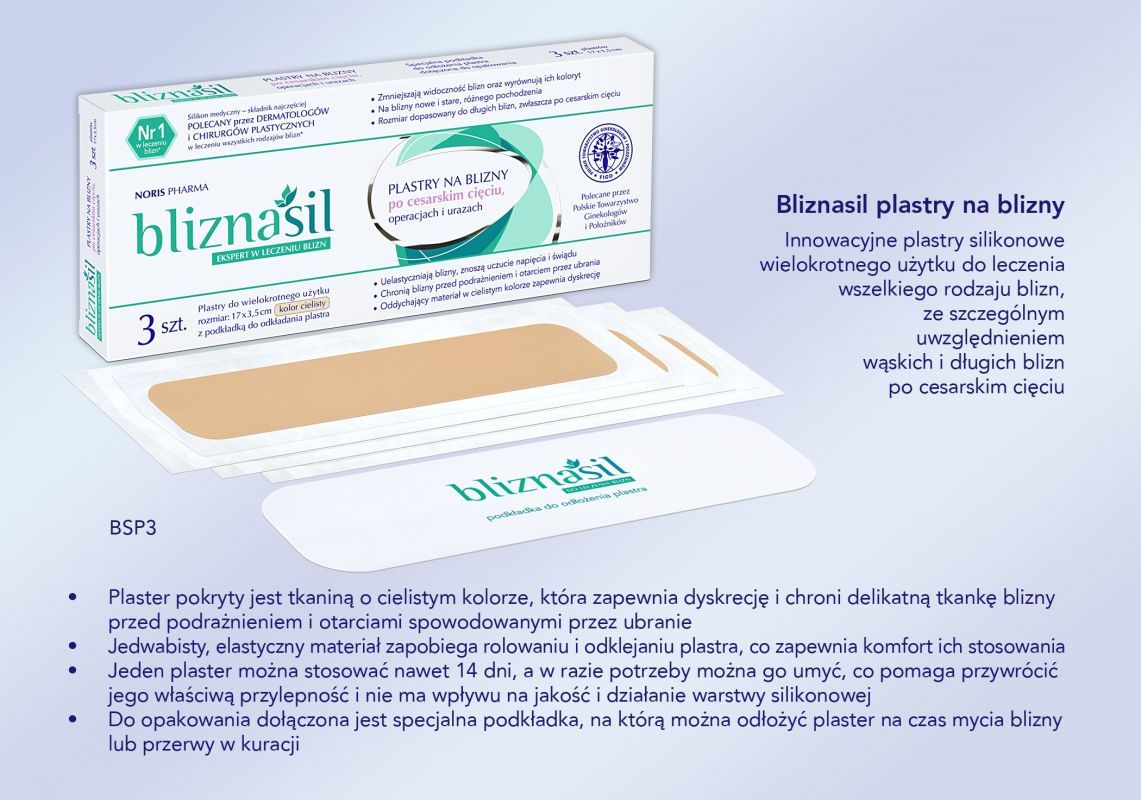 Bliznasil  plastry silikonowe na blizny 17x 3,5cm 3 szt.