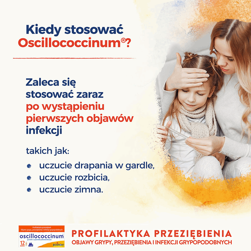 Boiron Oscillococcinum granulki na objawy przeziębienia i grypy, 12 dawek