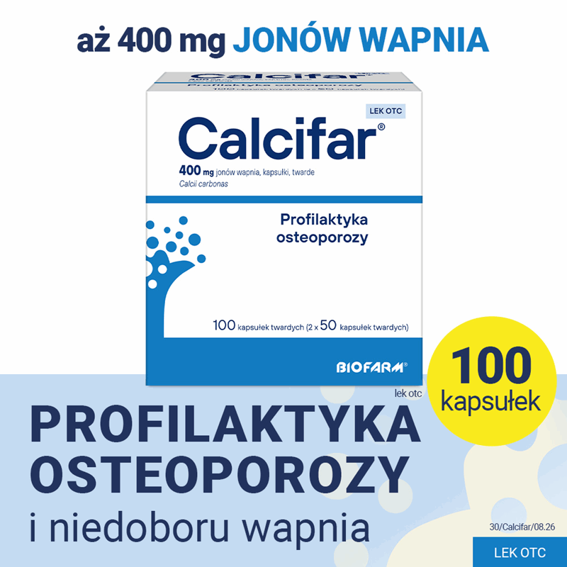 Calcifar 400 mg jonów wapnia kapsułki twarde, 100 szt.