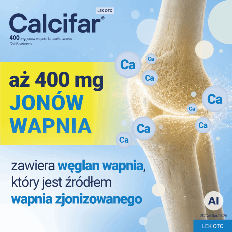 Calcifar 400 mg jonów wapnia kapsułki twarde, 100 szt.