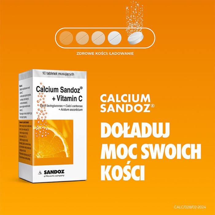 Calcium-Sandoz + Vitamin C (smak pomarańczowy) 10 tabl.
