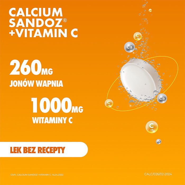 Calcium-Sandoz + Vitamin C (smak pomarańczowy) 10 tabl.