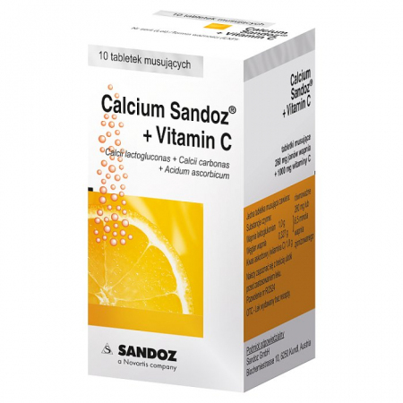 Calcium-Sandoz + Vitamin C (smak pomarańczowy) 10 tabl.