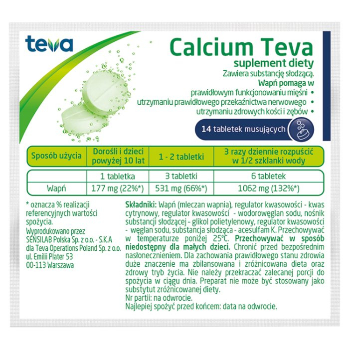 Teva Calcium tabletki musujące, 14 szt.