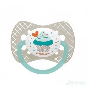 CANPOL Cupcake Smoczek silikonowy, symetryczny (18+) szary 1 szt.