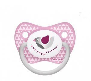 CANPOL LET'S CELEBRATE Smoczek silikonowy, anatomiczny różowy (6-18m) 1 szt.