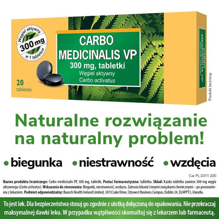 Carbo medicinalis VP 300 mg 20 tabletek