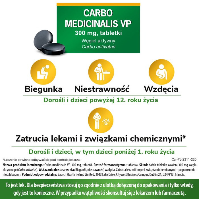 Carbo medicinalis VP 300 mg 20 tabletek