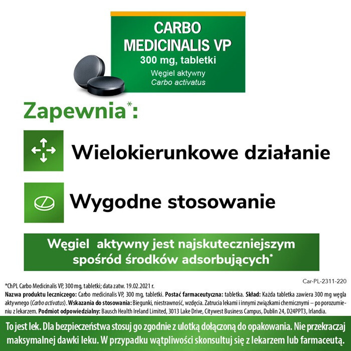 Carbo medicinalis VP 300 mg 20 tabletek