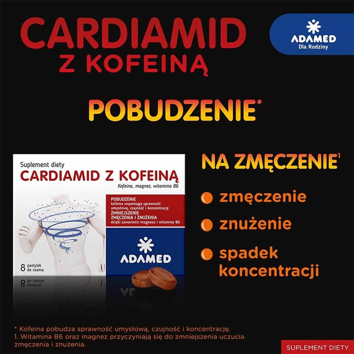 Cardiamid z kofeiną pastylki do ssania, 8 szt.