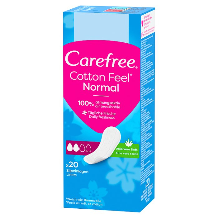 Carefree Cotton Aloe Normal wkładki higieniczne z wyciągiem z aloesu, 20 szt.