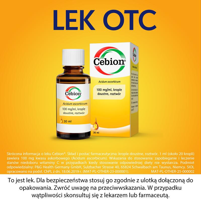 Cebion 100 mg/ml krople doustne w witaminą C, 30 ml