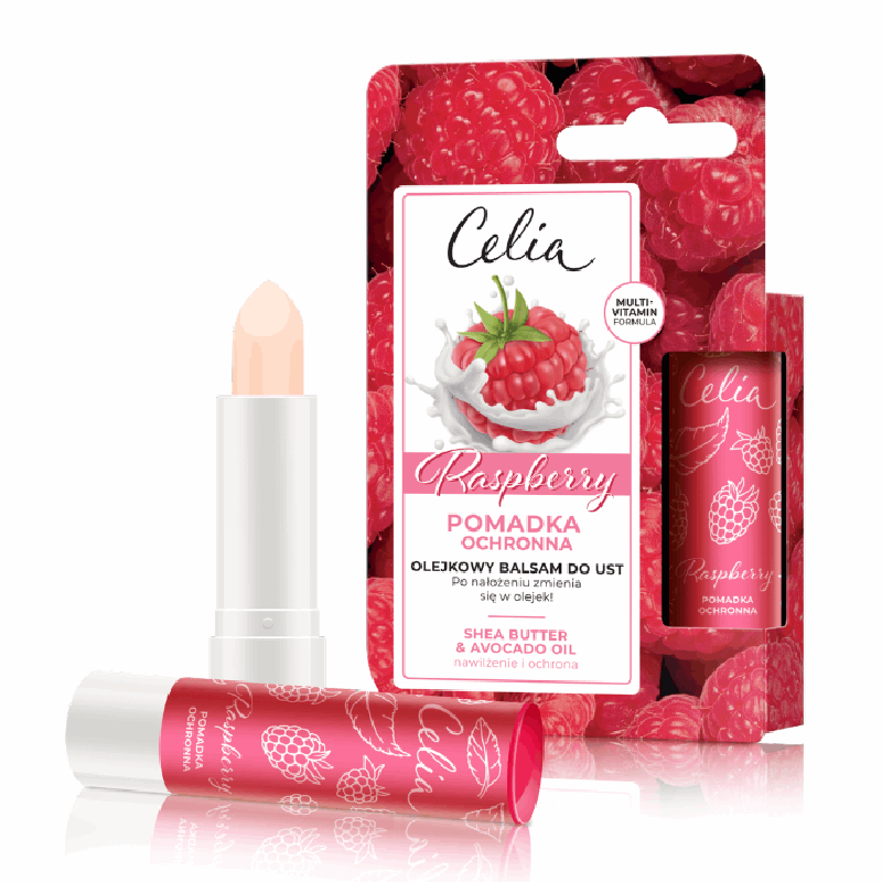 Celia Pomadka ochronna do ust o zapachu malinowym, 1 szt.