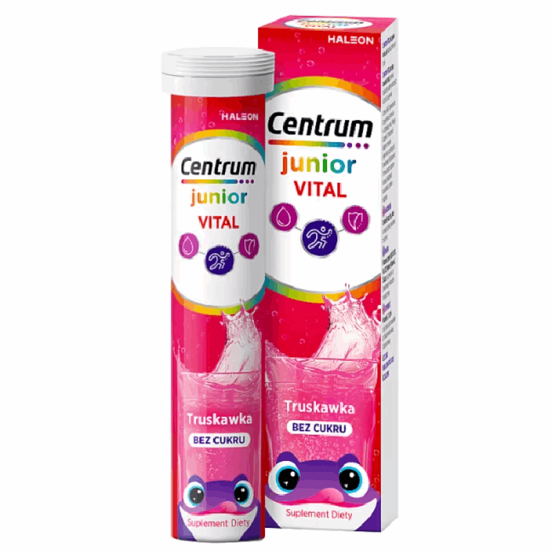Centrum Vital Junior tabletki musujące o smaku truskawkowym, 20 szt.