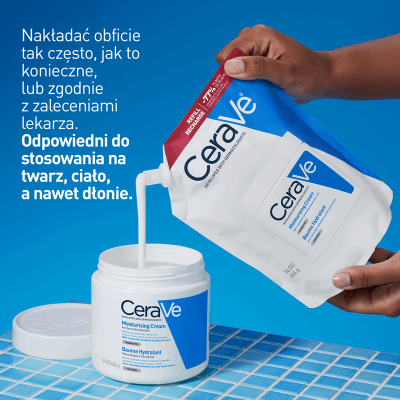 CeraVe Balsam nawilżający z ceramidami do twarzy i ciała zapas, 454 g