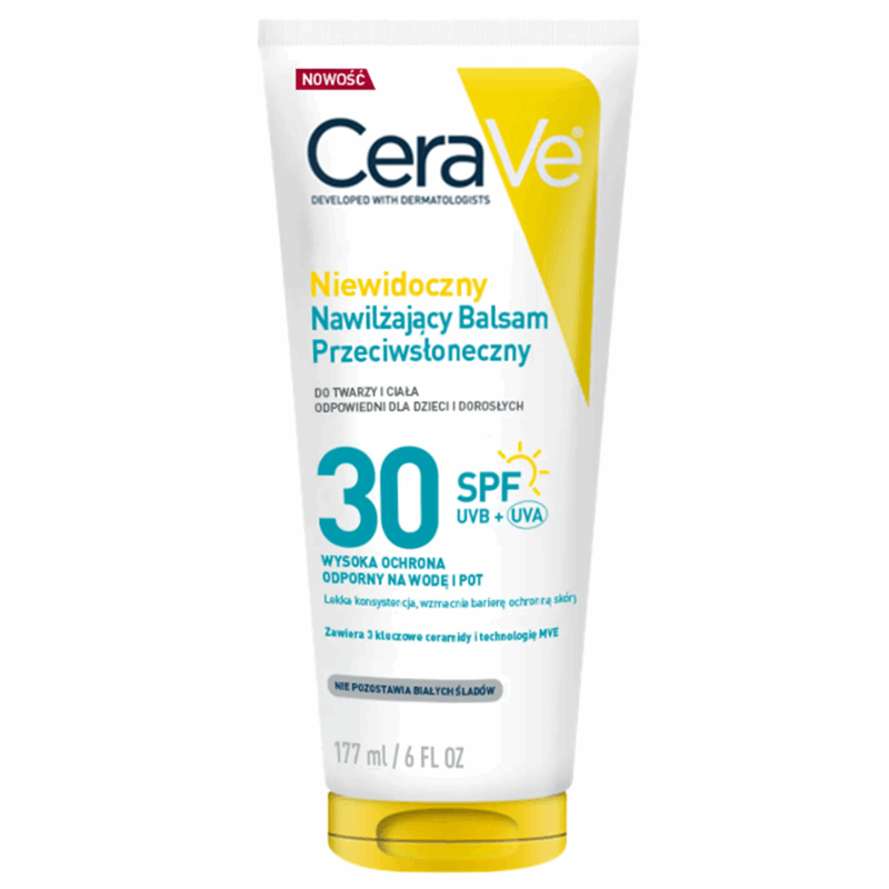 CeraVe Niewidoczny nawilżający balsam przeciwsłoneczny SPF 30+, 177 ml