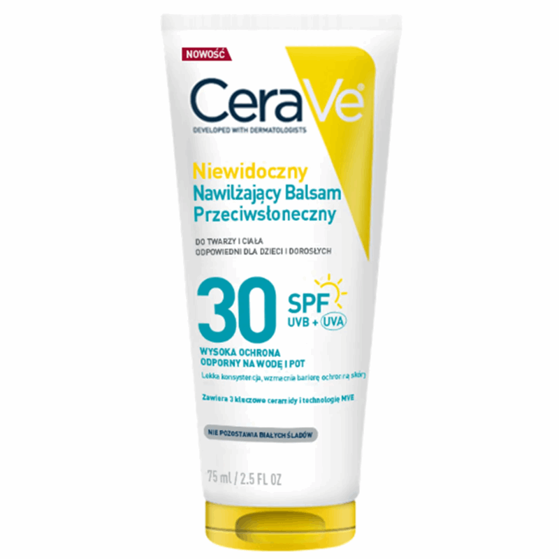 CeraVe Niewidoczny nawilżający balsam przeciwsłoneczny SPF 30+, 75 ml