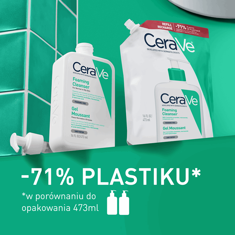 CeraVe Oczyszczający żel do mycia skóry normalnej i tłustej zapas, 473 ml