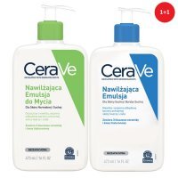 CeraVe Zestaw: Nawilżająca emulsja do mycia 473 ml + Emulsja do ciała, 473 ml