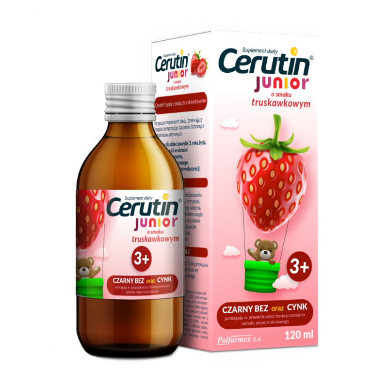 Cerutin Junior Syrop o smaku truskawkowym, 120 ml