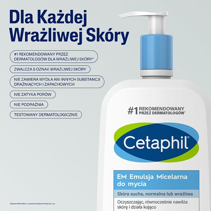 Cetaphil EM emulsja micelarna do mycia do skóry suchej i wrażliwej, 1 l