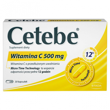 Cetebe Witamina C 500 mg w kapsułkach, 30 szt.