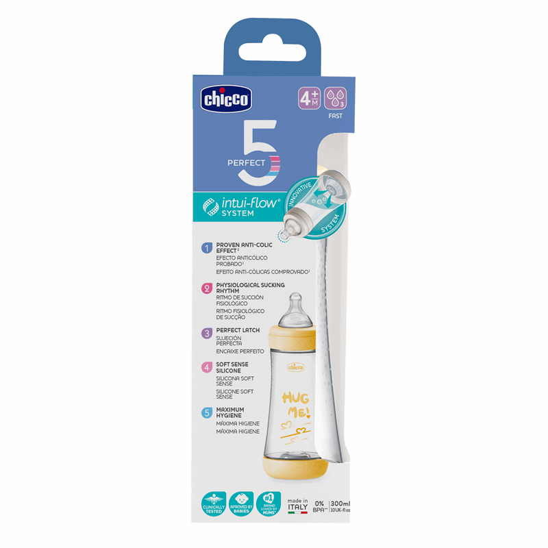 Chicco Butelka antykolkowa Perfect5 przepływ szybki 4m+ 300 ml, 1 szt.