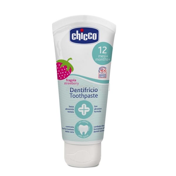 CHICCO Pasta do zębów bez fluoru dla dzieci 12m+ (truskawkowa) 50 ml