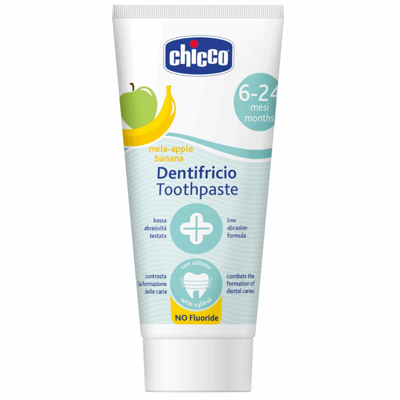 Chicco Pasta do zębów bez fluoru o smaku jabłkowo-bananowym (6-24 m), 50 ml