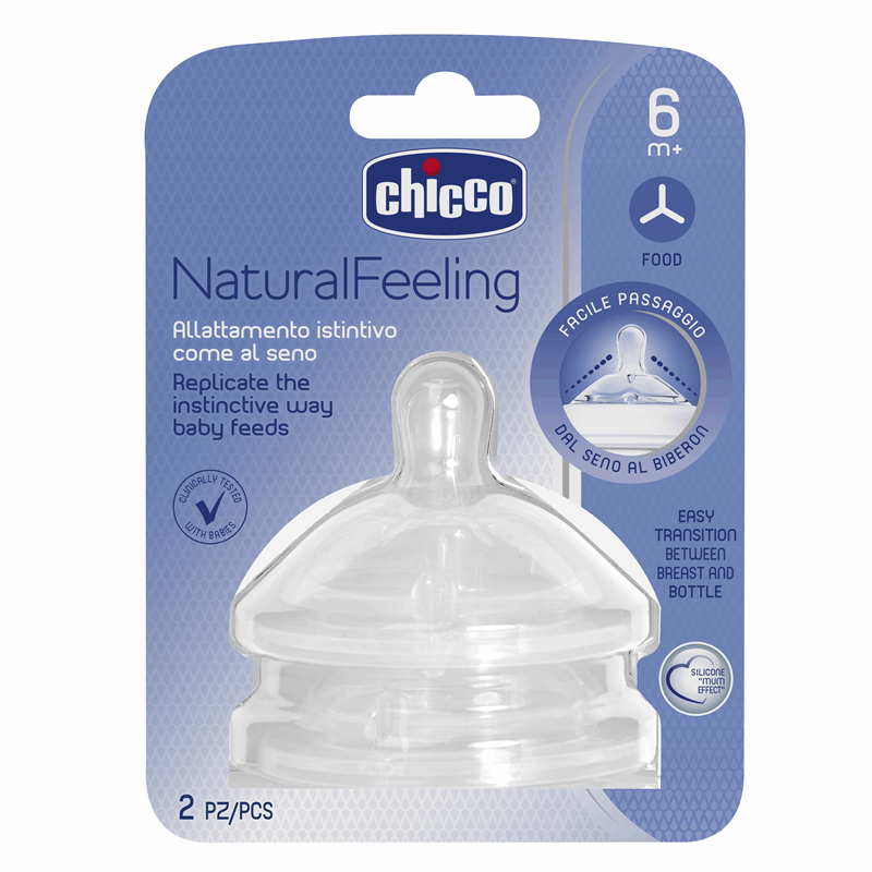 Chicco Smoczek silikonowy do butelki NaturalFeeling do kaszki 6m+, 2 szt.