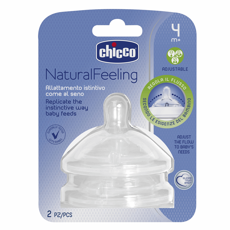 Chicco Smoczek silikonowy do butelki NaturalFeeling trójprzepływowy 4m+, 2 szt.