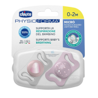 Chicco Smoczek silikonowy uspokajający PhysioForma Micro różowy 0-2 m, 2 szt.