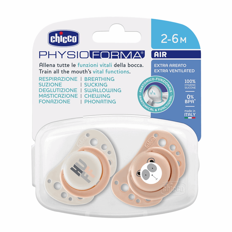 Chicco Smoczek uspokajający silikonowy PhysioForma Air różowy 2-6 m, 2 szt.