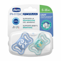 Chicco Smoczek uspokajający silikonowy PhysioForma Light niebieski 6-16 m, 2 szt.