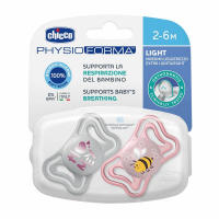 Chicco Smoczek uspokajający silikonowy PhysioForma Light różowy 2-6 m, 2 szt.