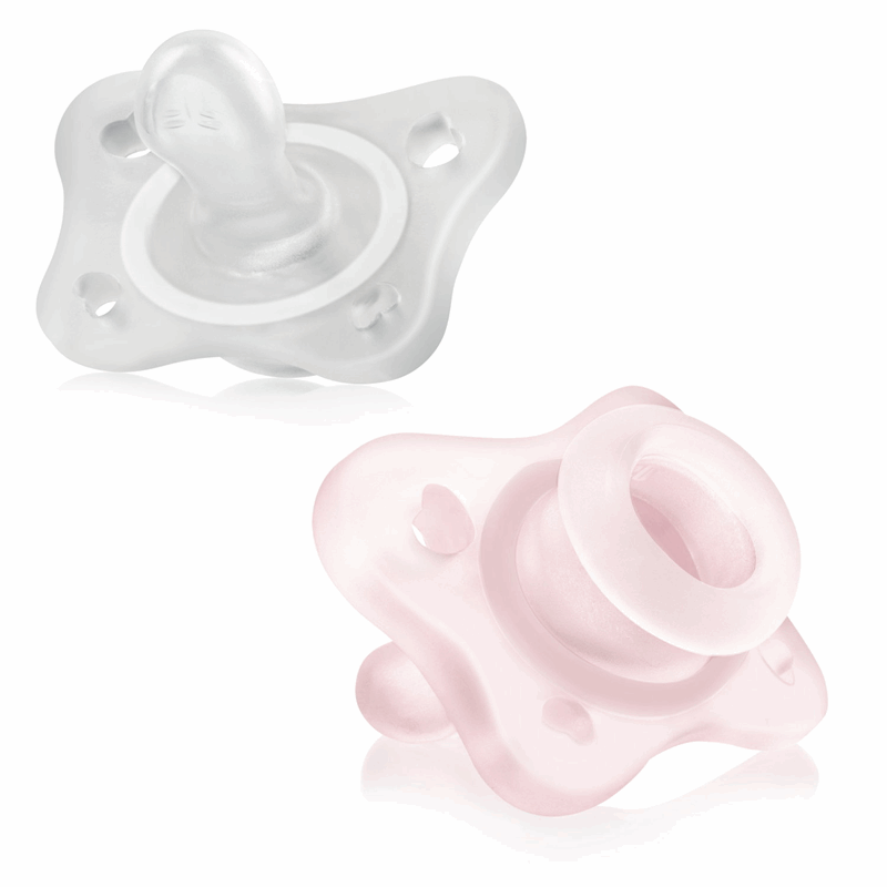 Chicco Smoczek uspokajający silikonowy PhysioForma Mini Soft różowy 0-2 m, 2 szt.